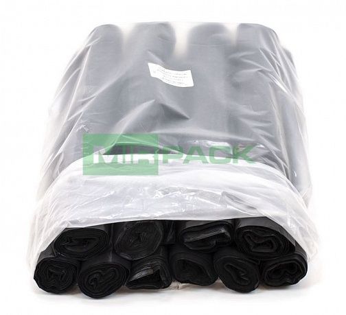Мешки для мусора 240 литров, 35 мкм, ПВД, в рулоне 10 шт, черные - 2х слойные, обезличенные - Вид 3