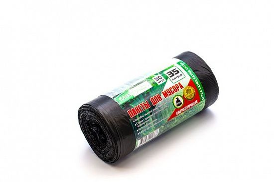 Мешки для мусора 35 литров, в рулоне 30 штук, 12 мкм, материал ПНД, 50х64 см, черные, EXTRA - Вид 2